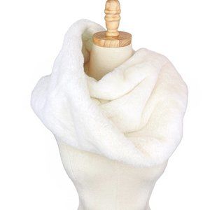 White Faux Fur Neck Infinity Scarf / Warmer